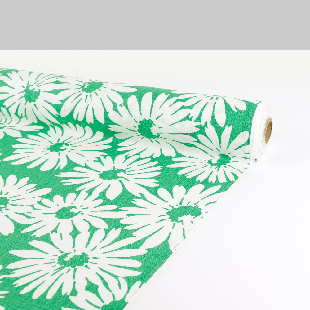 Bold Gerbera Midweight Linen - Emerald