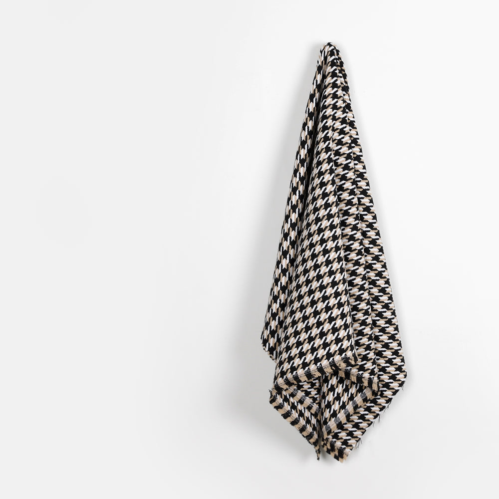 Bold Houndstooth Cotton / Wool Blend Tweed - Grouse