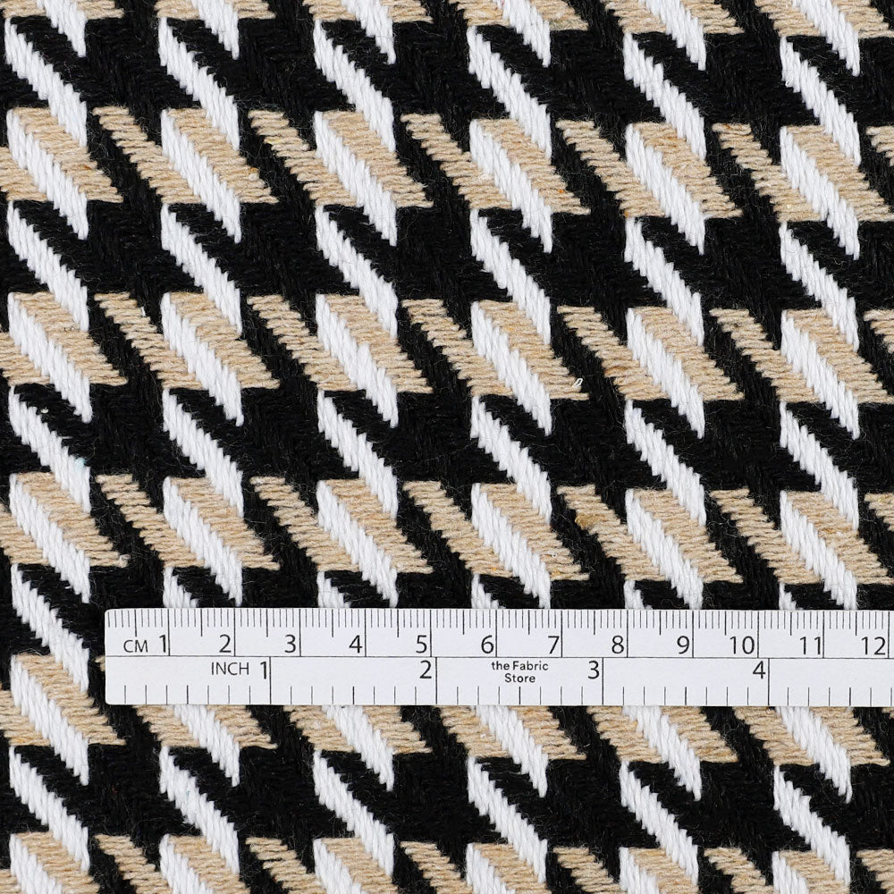 Bold Houndstooth Cotton / Wool Blend Tweed - Grouse