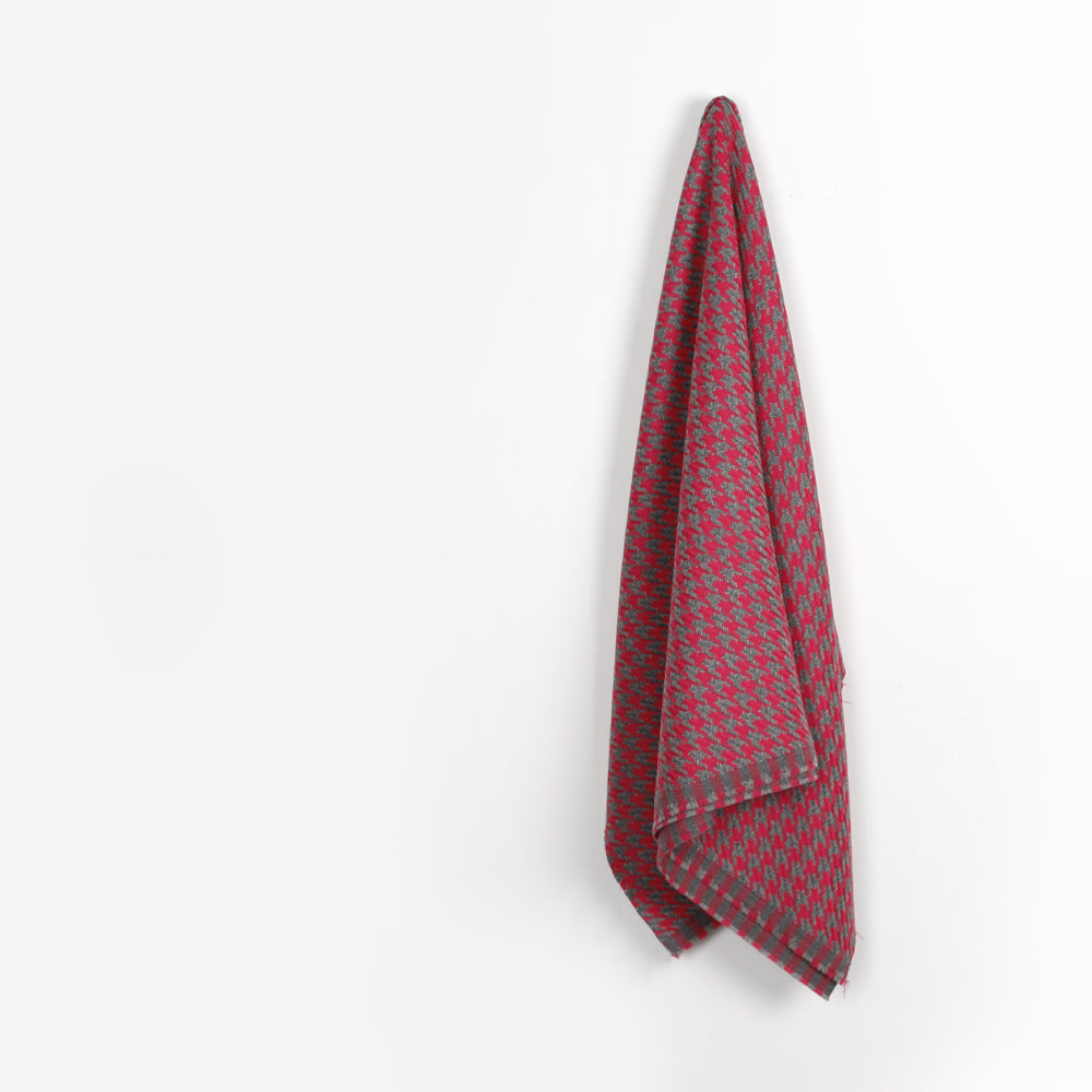 Bold Houndstooth Wool Coating - Lipstick