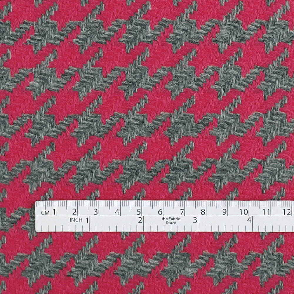 Bold Houndstooth Wool Coating - Lipstick