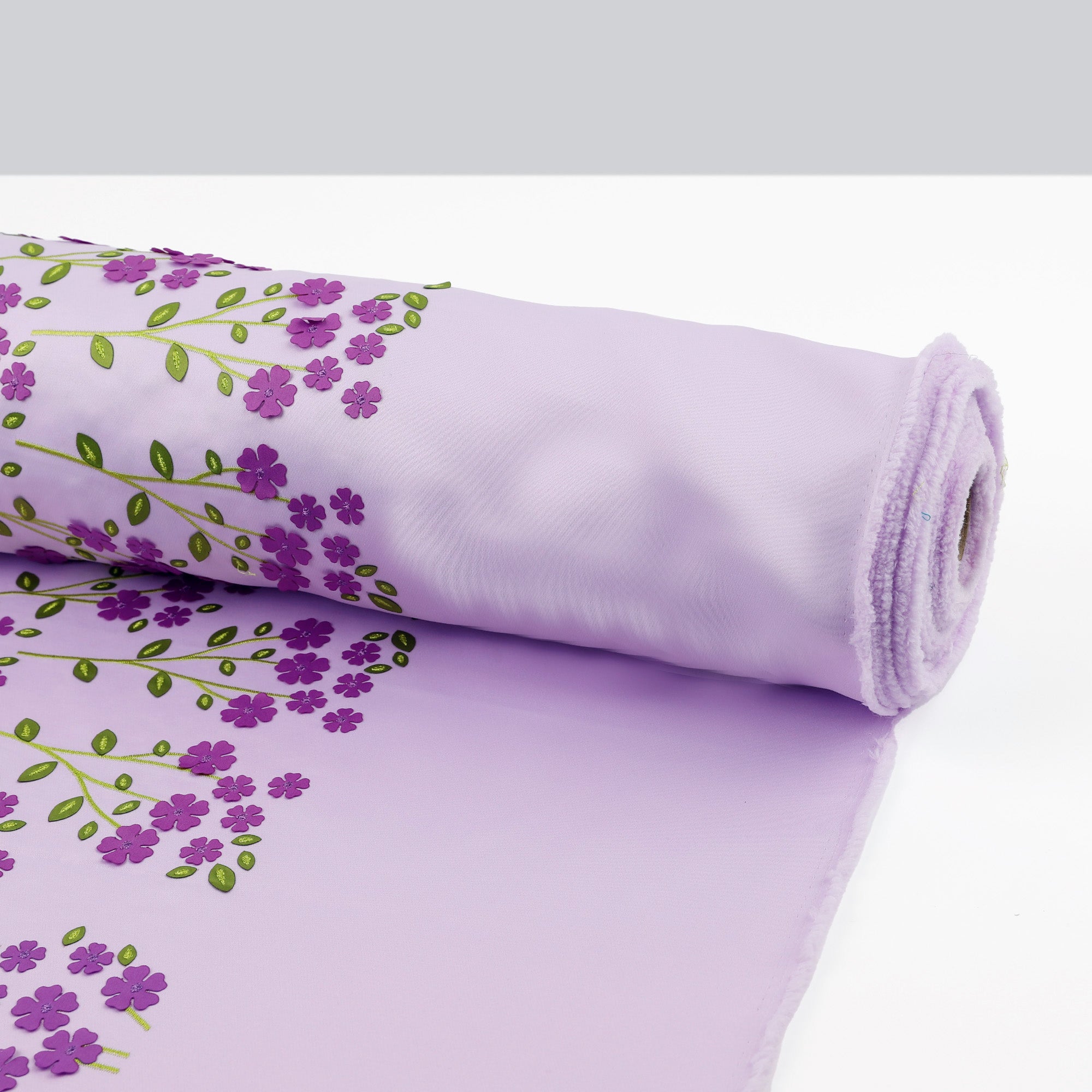 Fairy Foxglove Appliqué Satin - Lilac