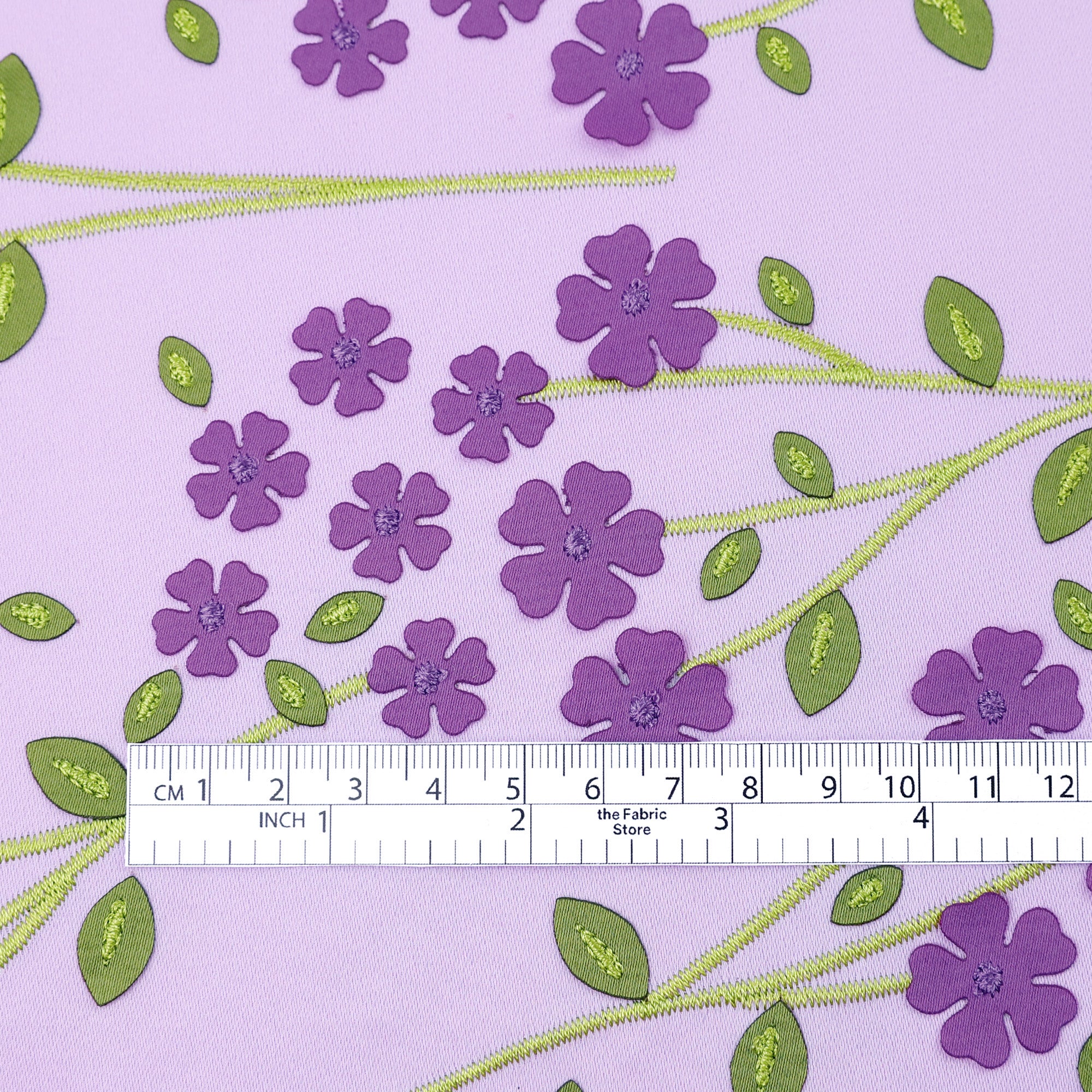 Fairy Foxglove Appliqué Satin - Lilac