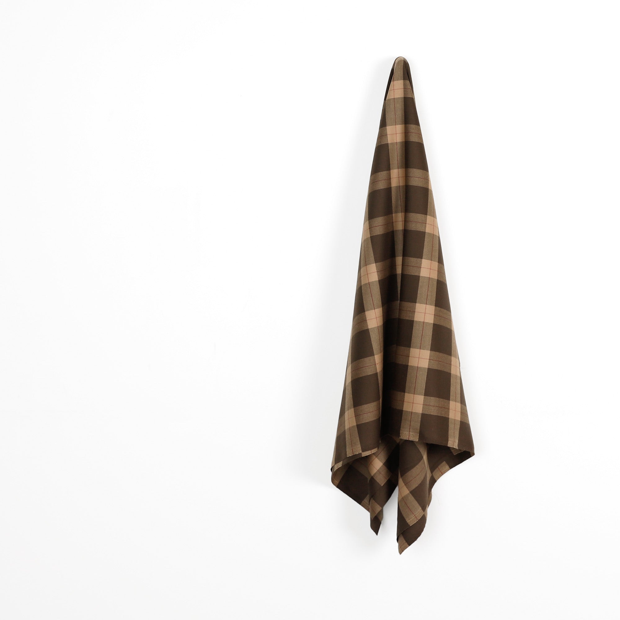 Wool / Poly Check Twill Suiting - Brown