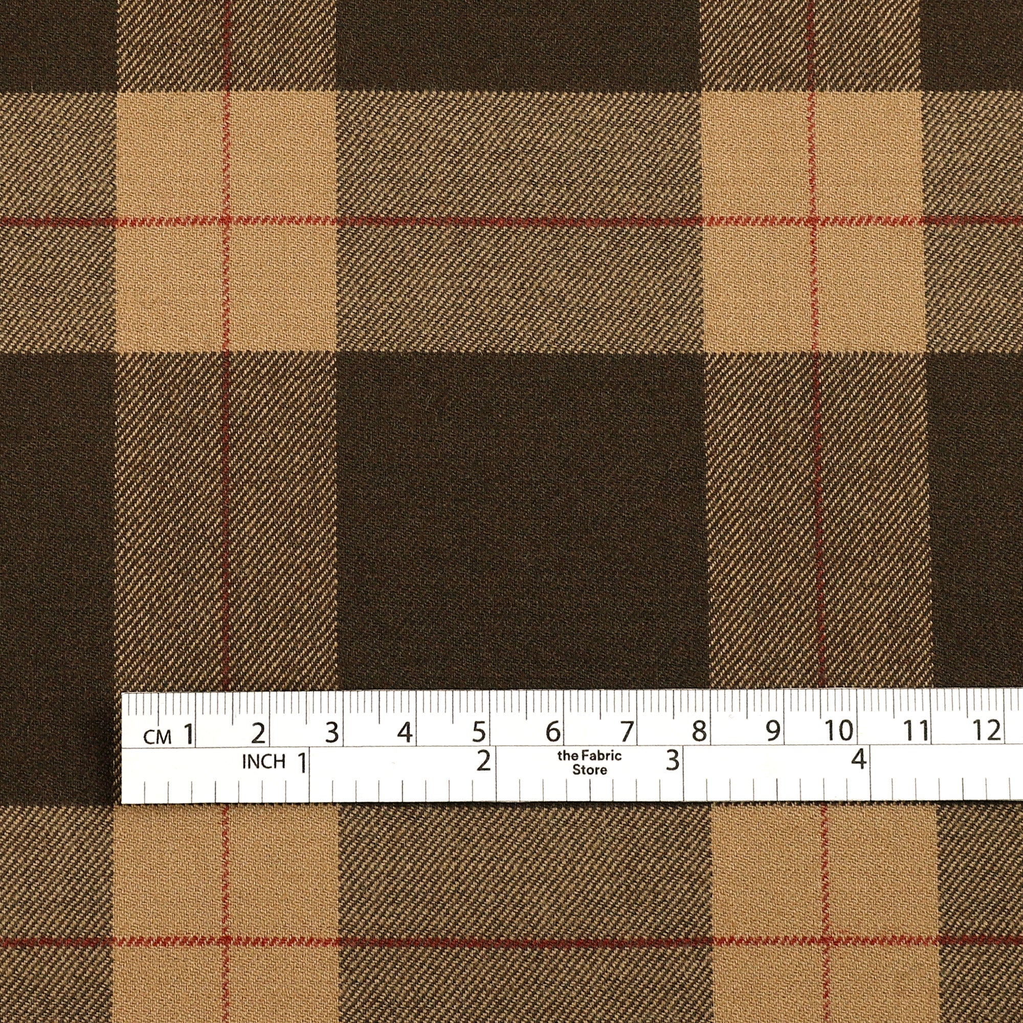 Wool / Poly Check Twill Suiting - Chocolate Brown