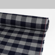 Buffalo Check Brushed Cotton Twill - Navy/Grey