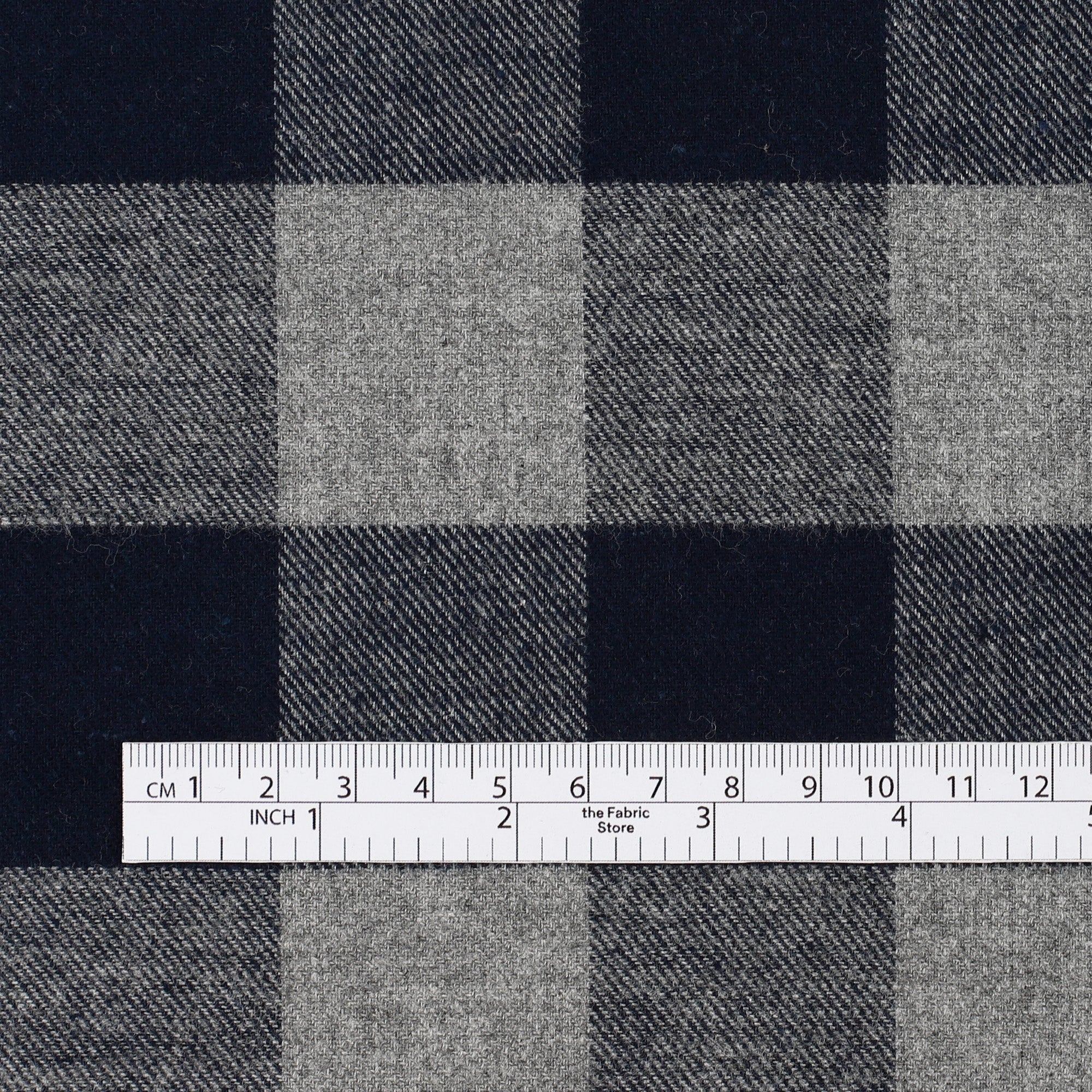 Buffalo Check Brushed Cotton Twill - Navy/Grey