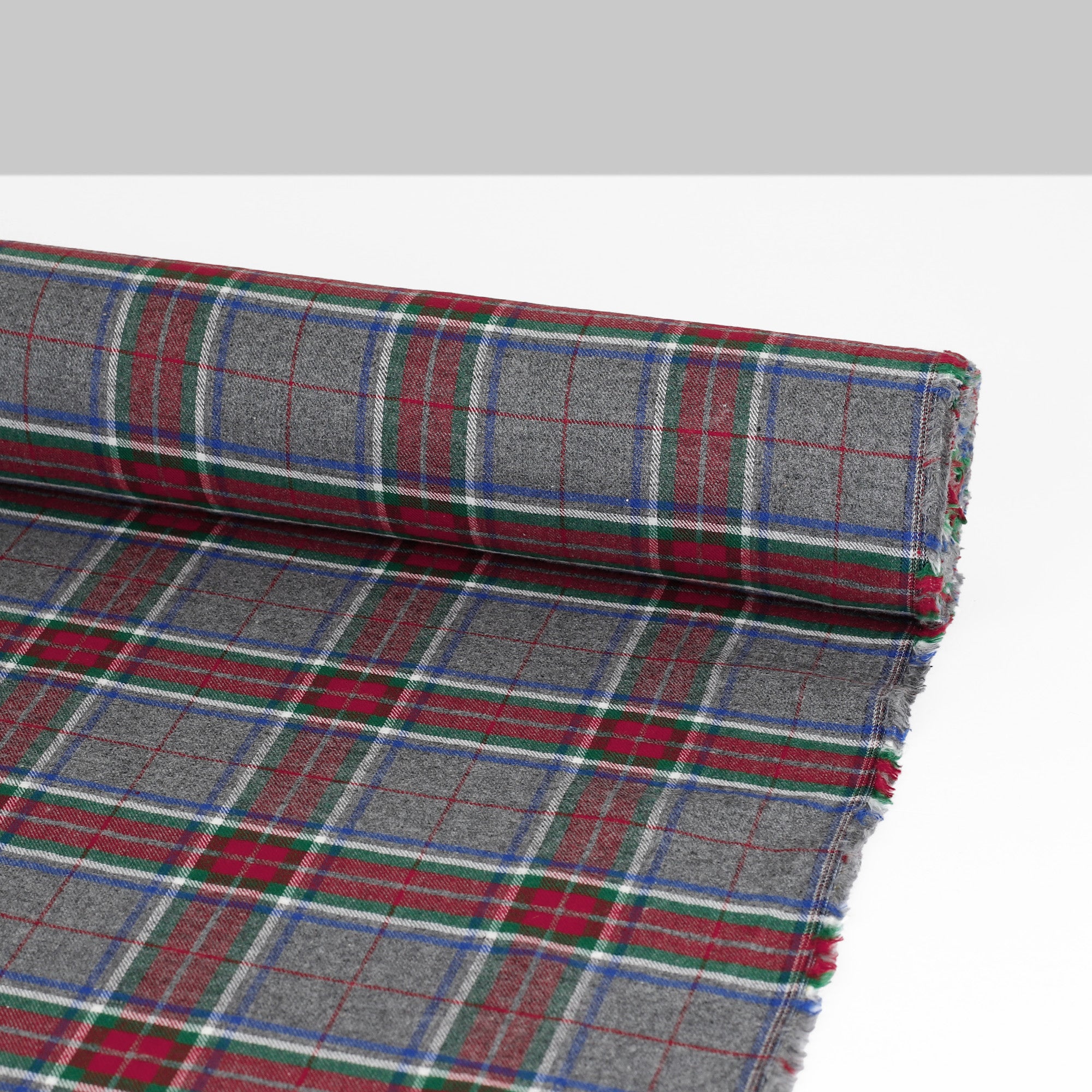 Plaid Brushed Cotton Twill - Festive Grey
