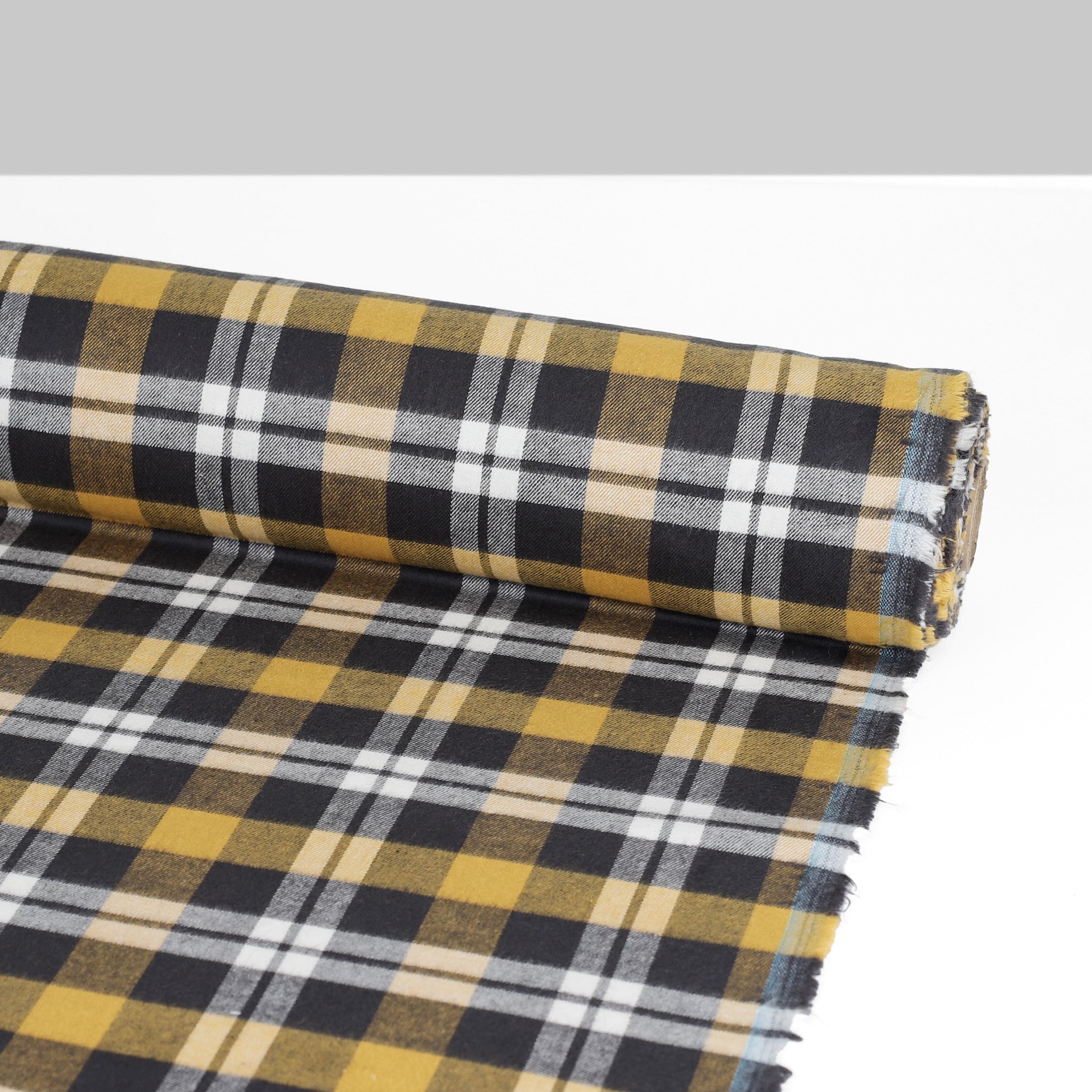 Plaid Brushed Twill - Grey Mustard