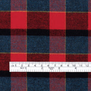 Shadow Check Brushed Cotton Twill - Red