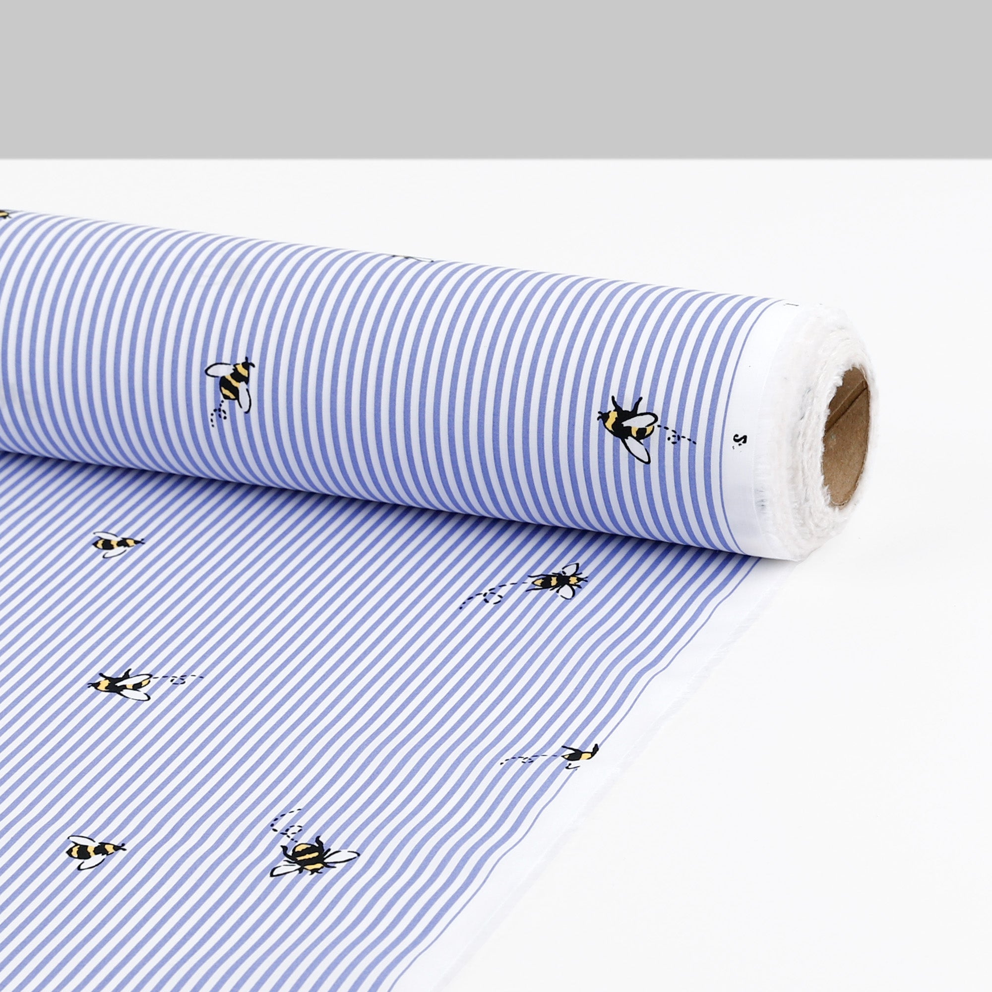 Bumblebee Striped Cotton Shirting - Blue