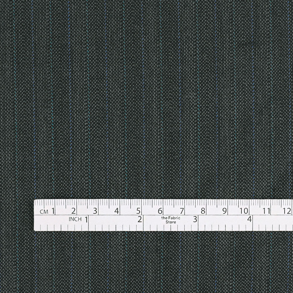 Thread Stripe Wool Suiting - Black / Teal