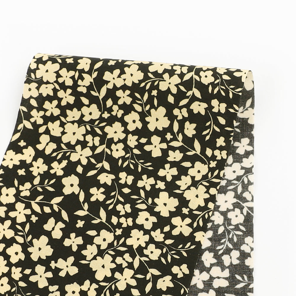 Princess Flower Cotton Poplin - Cream / Black