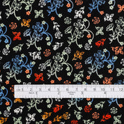 Ornamental Floral Viscose Challis - Black