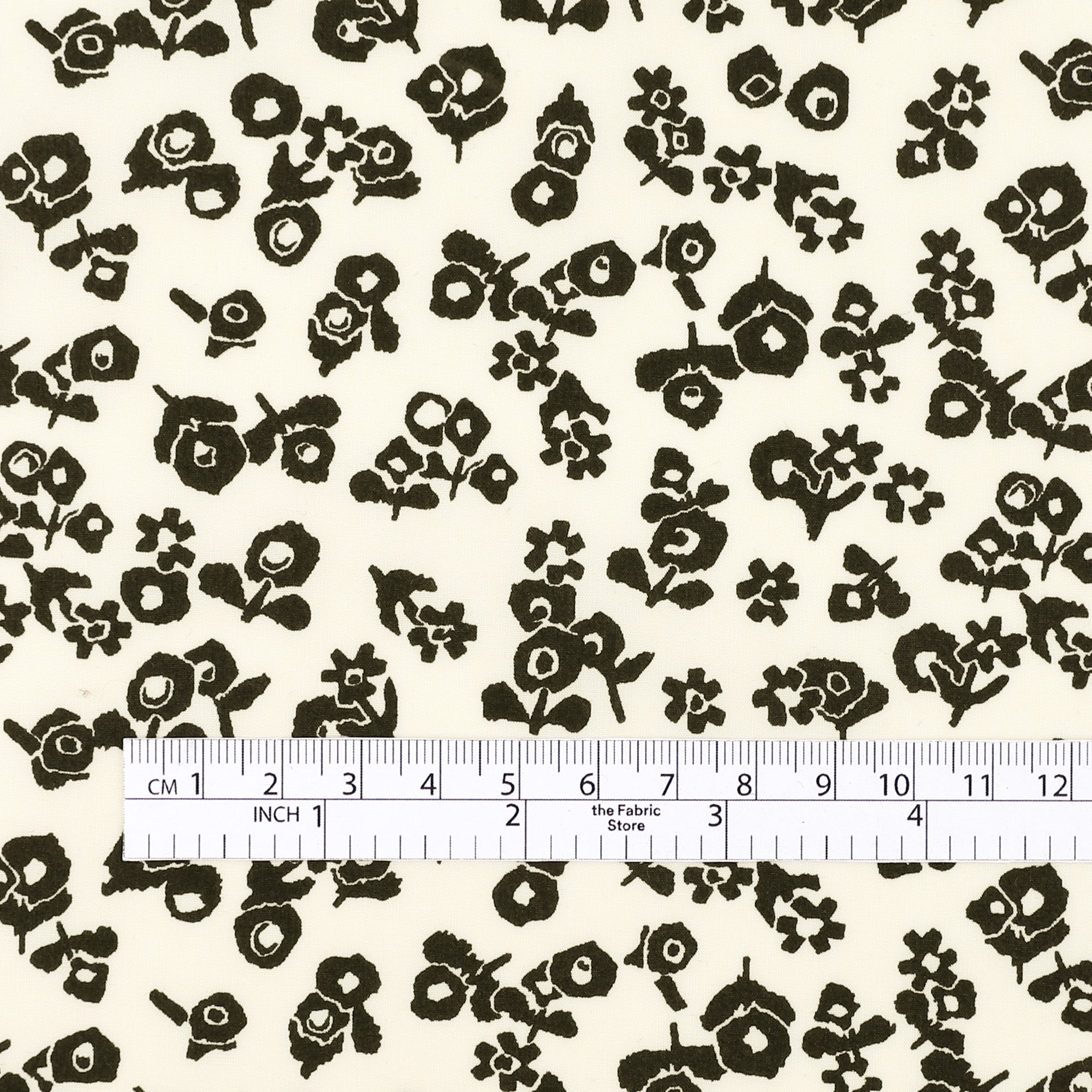 Fifties Flower Poplin - Cream/Black