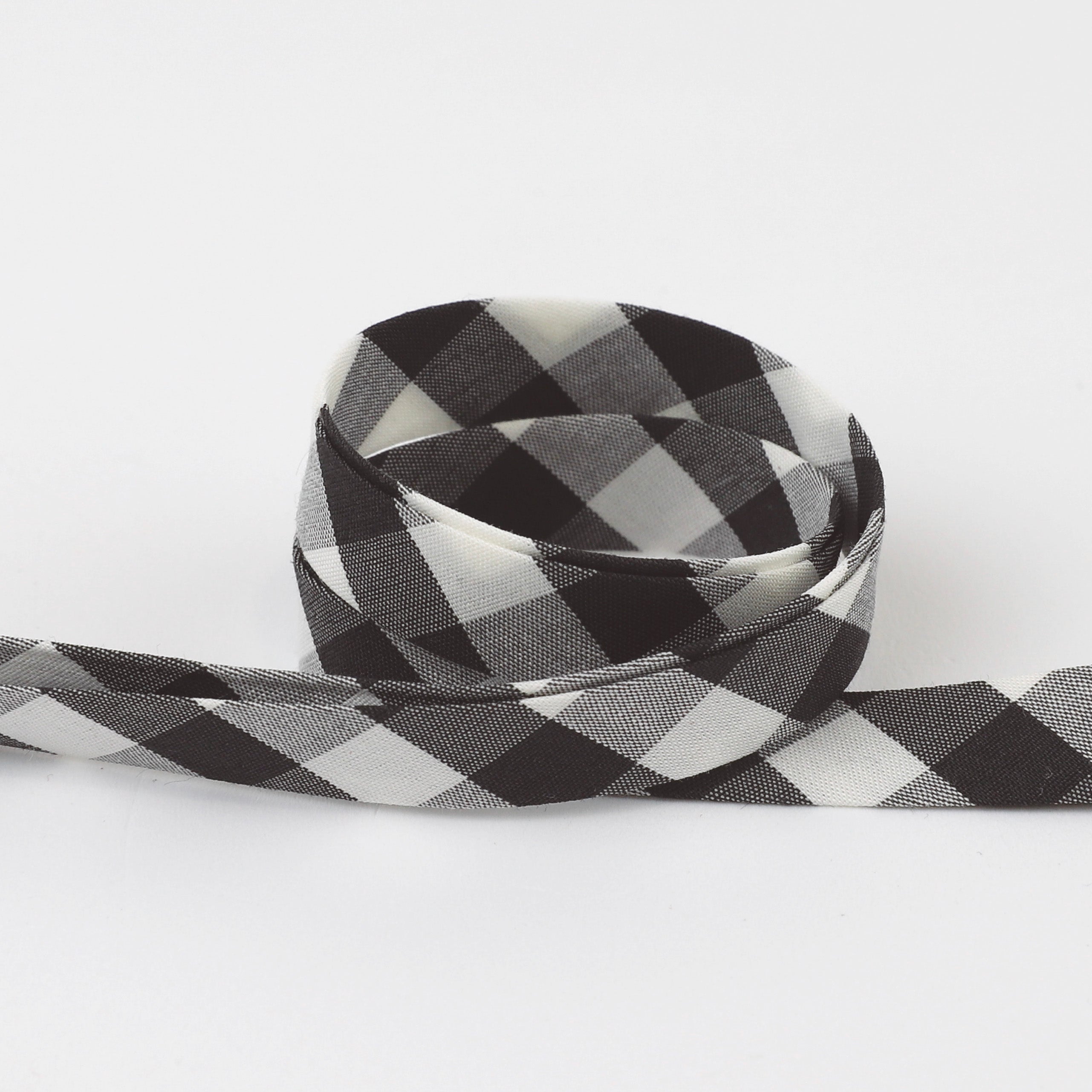 Gingham Cotton Bias Binding - Black