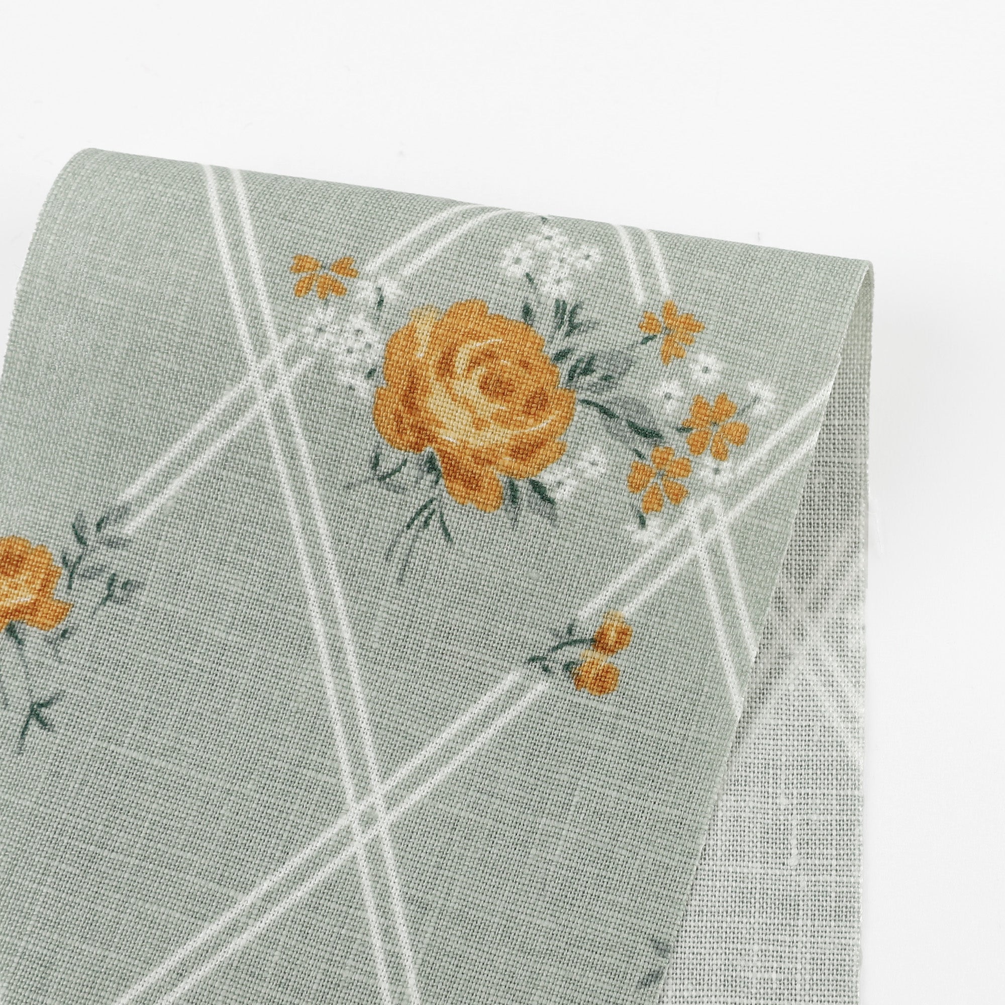 Rose Trellis Linen - Celadon – The Fabric Store NZ