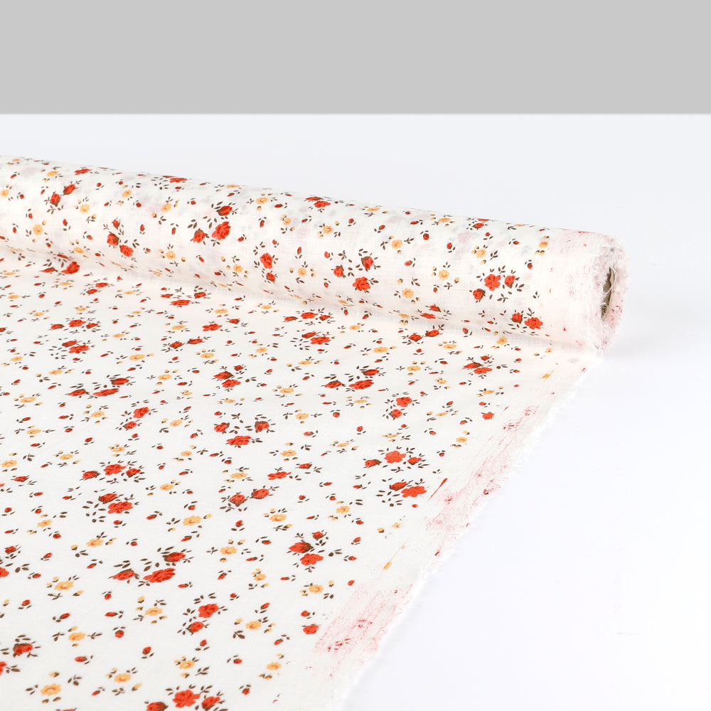 Ditsy Floral Linen - Ivory / Sienna