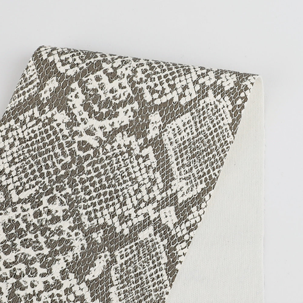 Faux Snakeskin - Ivory / Bronze