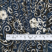 Metallic Stripe Paisley Silk / Cotton - Midnight
