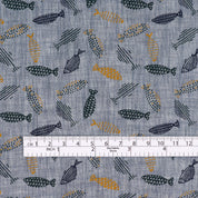 Fun Fish Linen Shirting - Bluestone