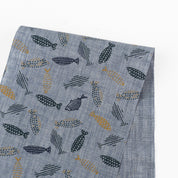 Fun Fish Linen Shirting - Bluestone