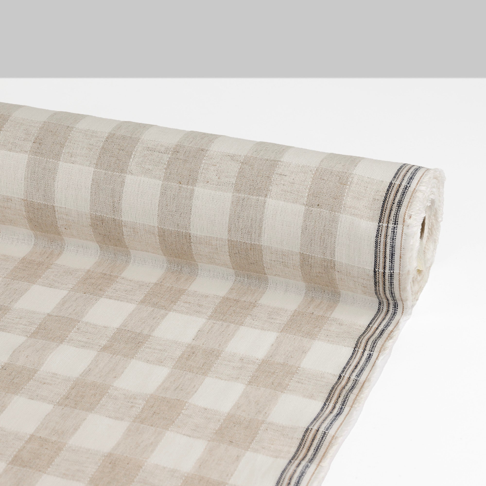 Gingham Viscose/BCI Cotton - Almond