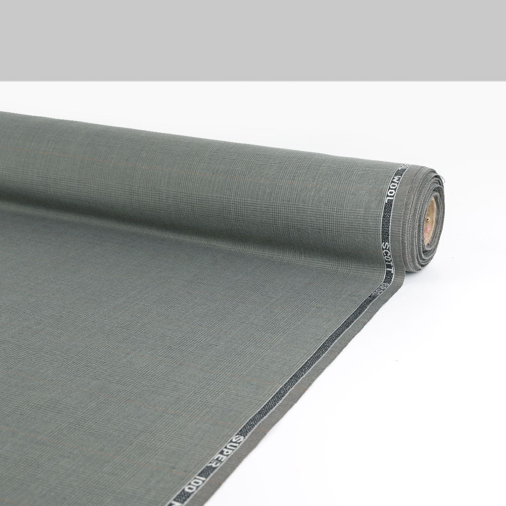 Prince Of Wales Check Poly / Wool Suiting - Moth