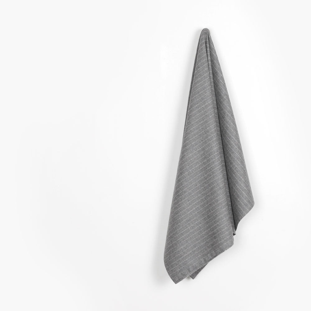 Brushed Pinstripe Wool Blend Suiting - Gravel Marle