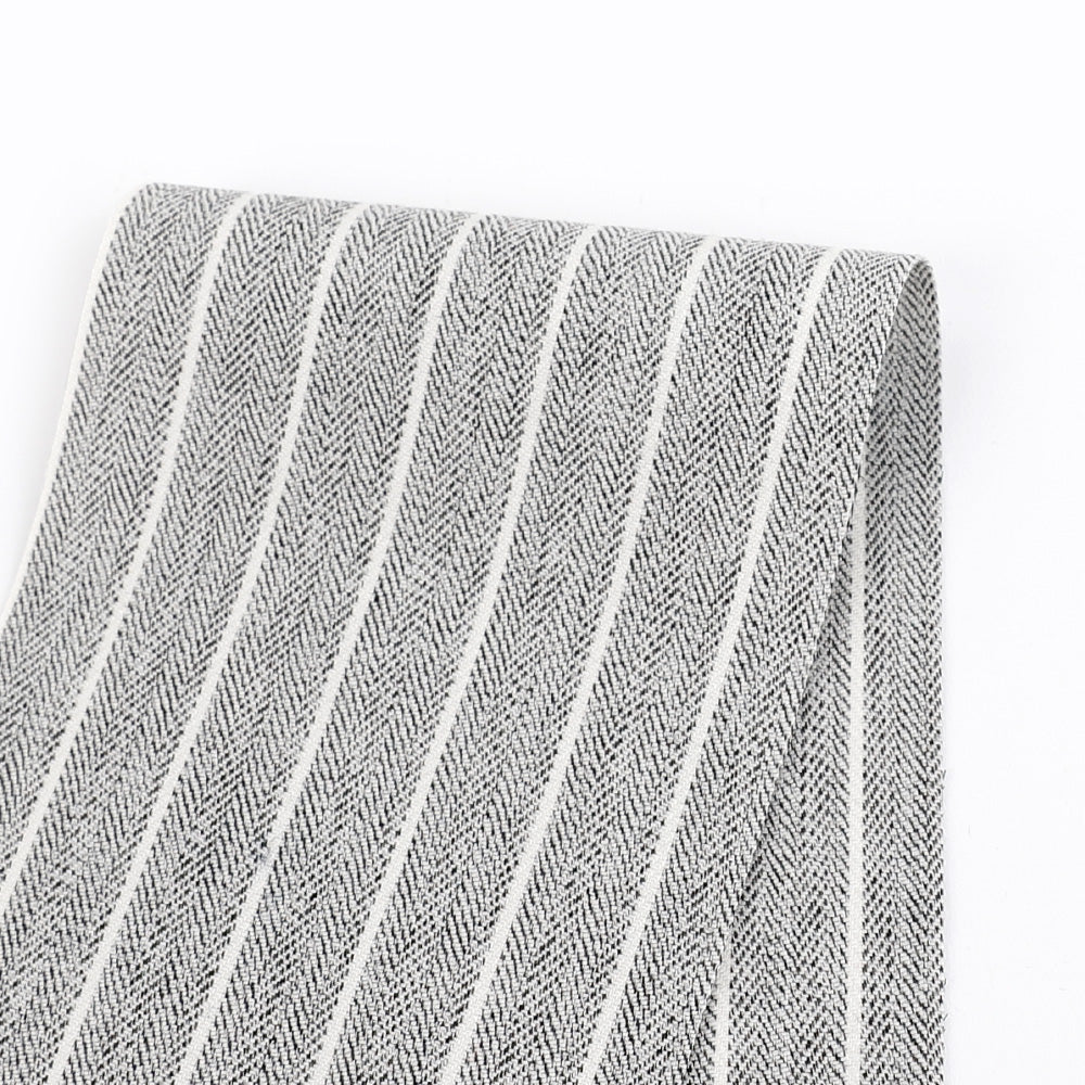 Poly / Cotton Herringbone Stripe - Granite