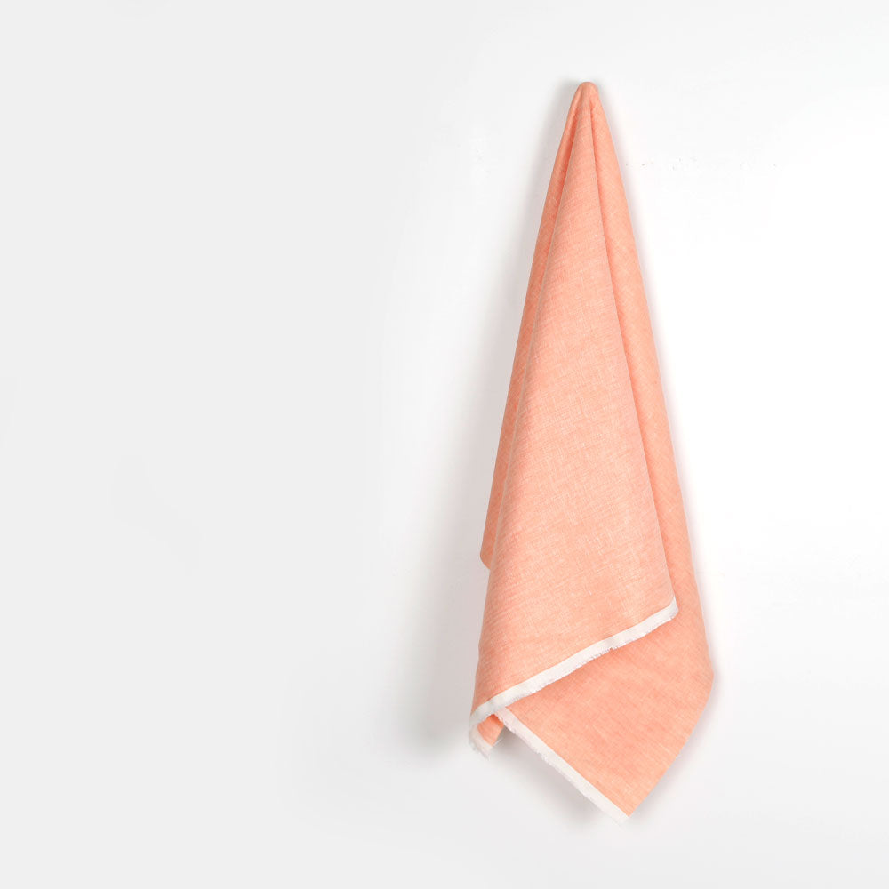 Herringbone Linen - Peach Sorbet