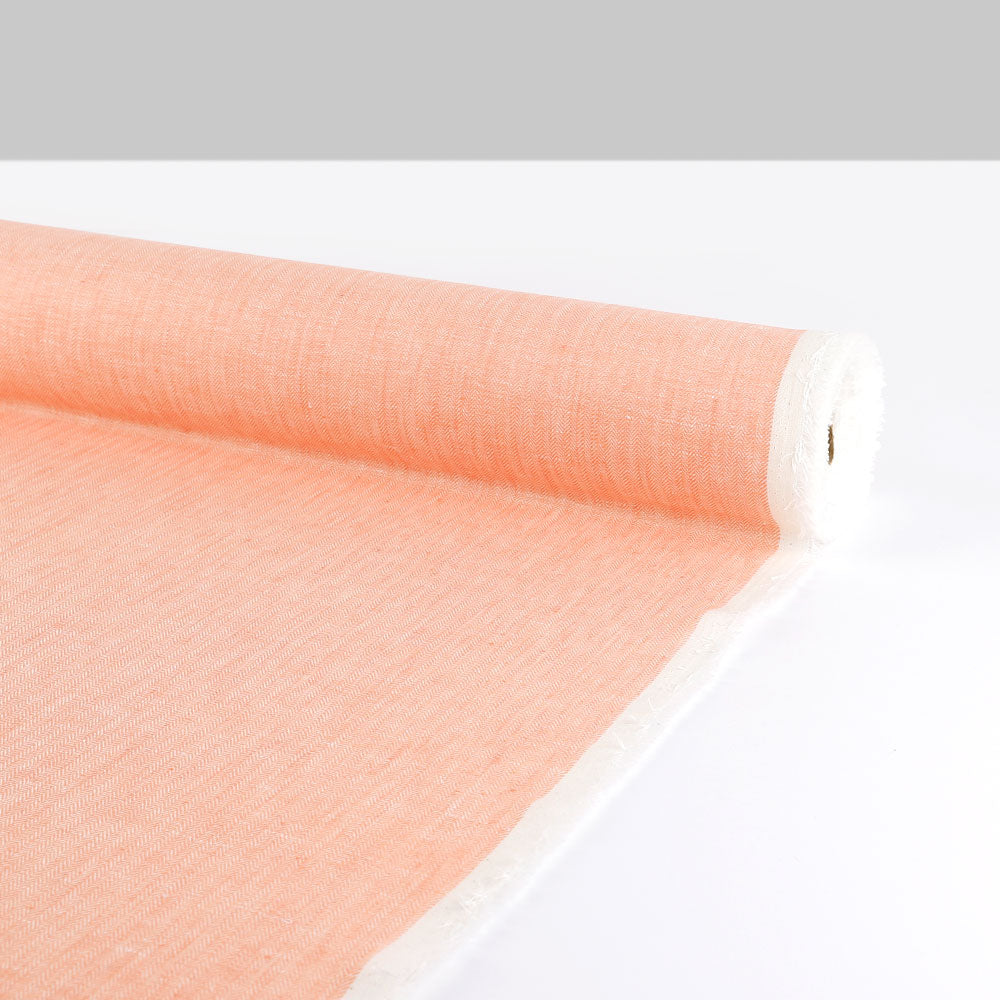 Herringbone Linen - Peach Sorbet