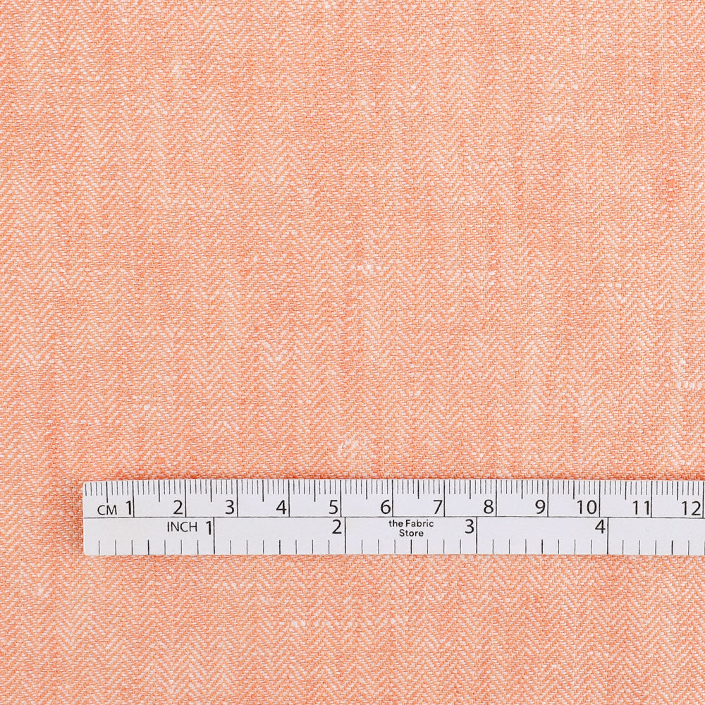 Herringbone Linen - Peach Sorbet