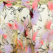 Big Honeysuckle 3D Embroidered Tulle - Yellow