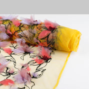 Big Honeysuckle 3D Embroidered Tulle - Yellow