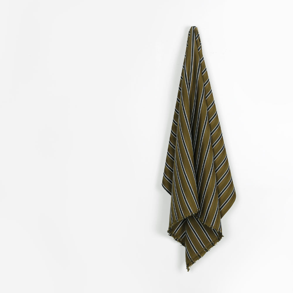 Twill Weft Stripe Viscose / Poly - Oak