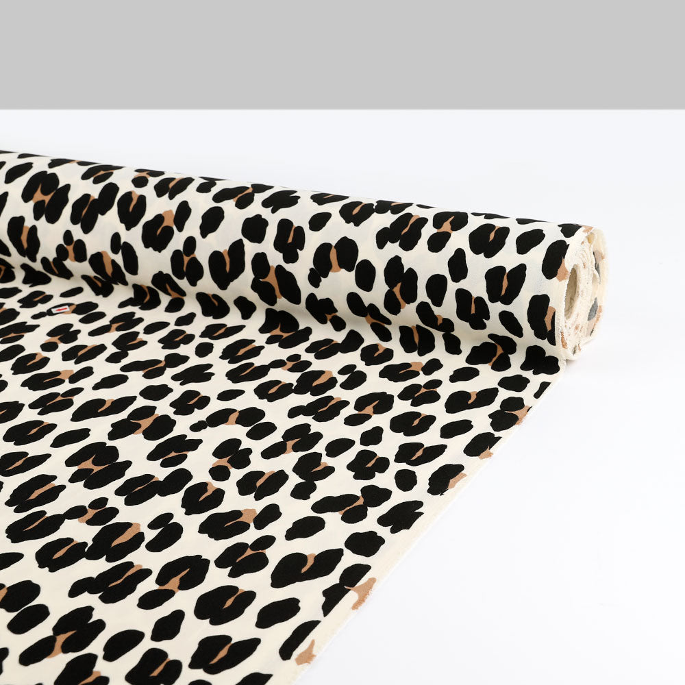 Leopard Satin Backed Crepe - Cream
