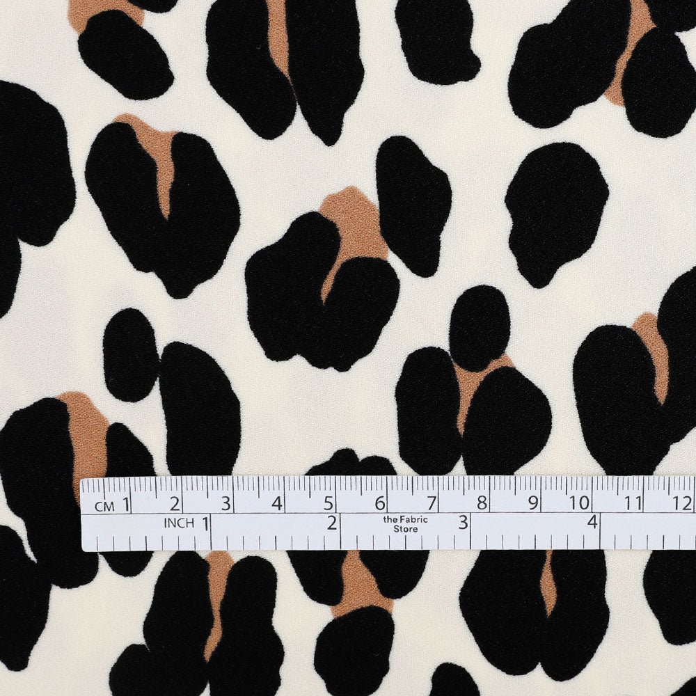 Leopard Satin Backed Crepe - Cream