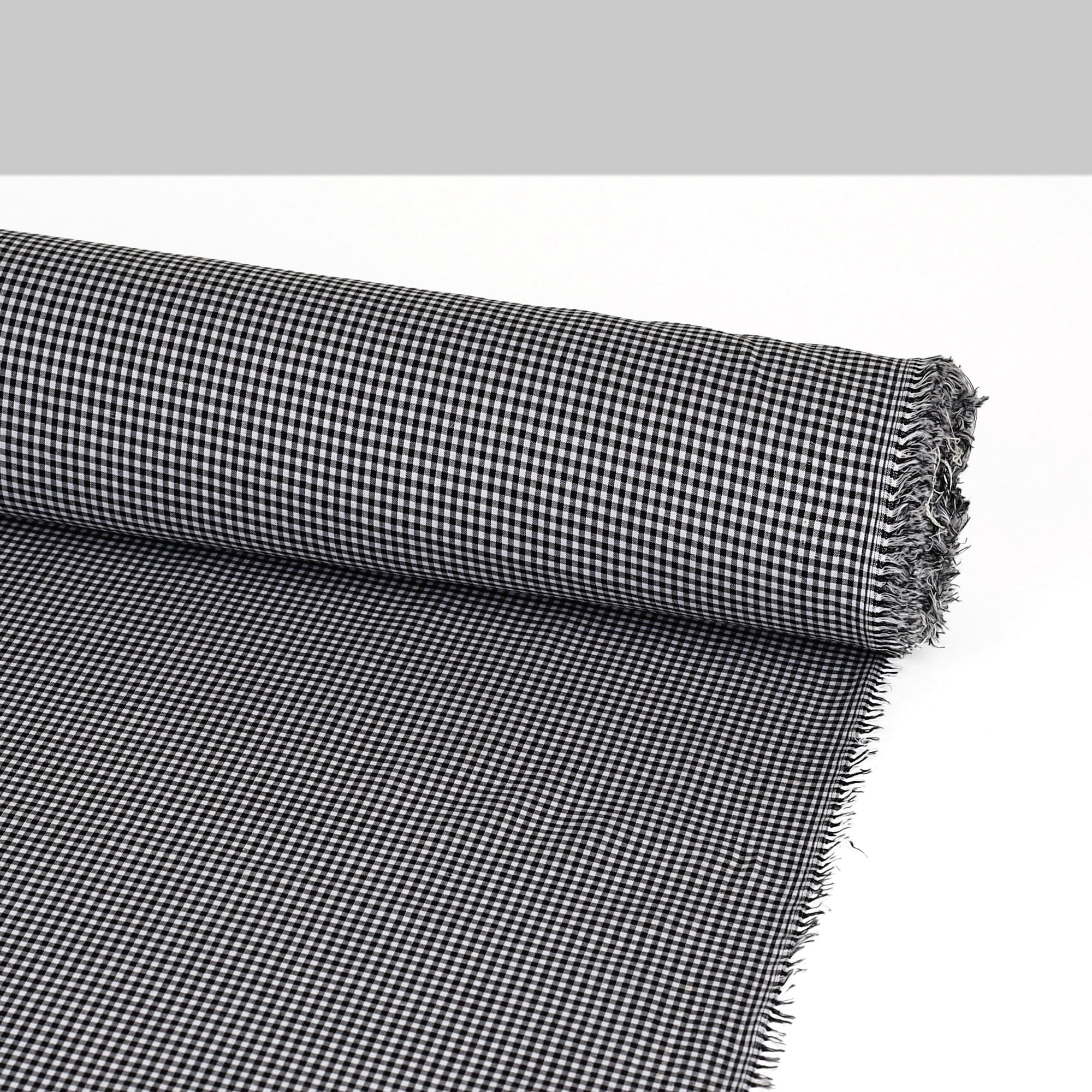 Tiny Gingham Cotton Shirting - Black