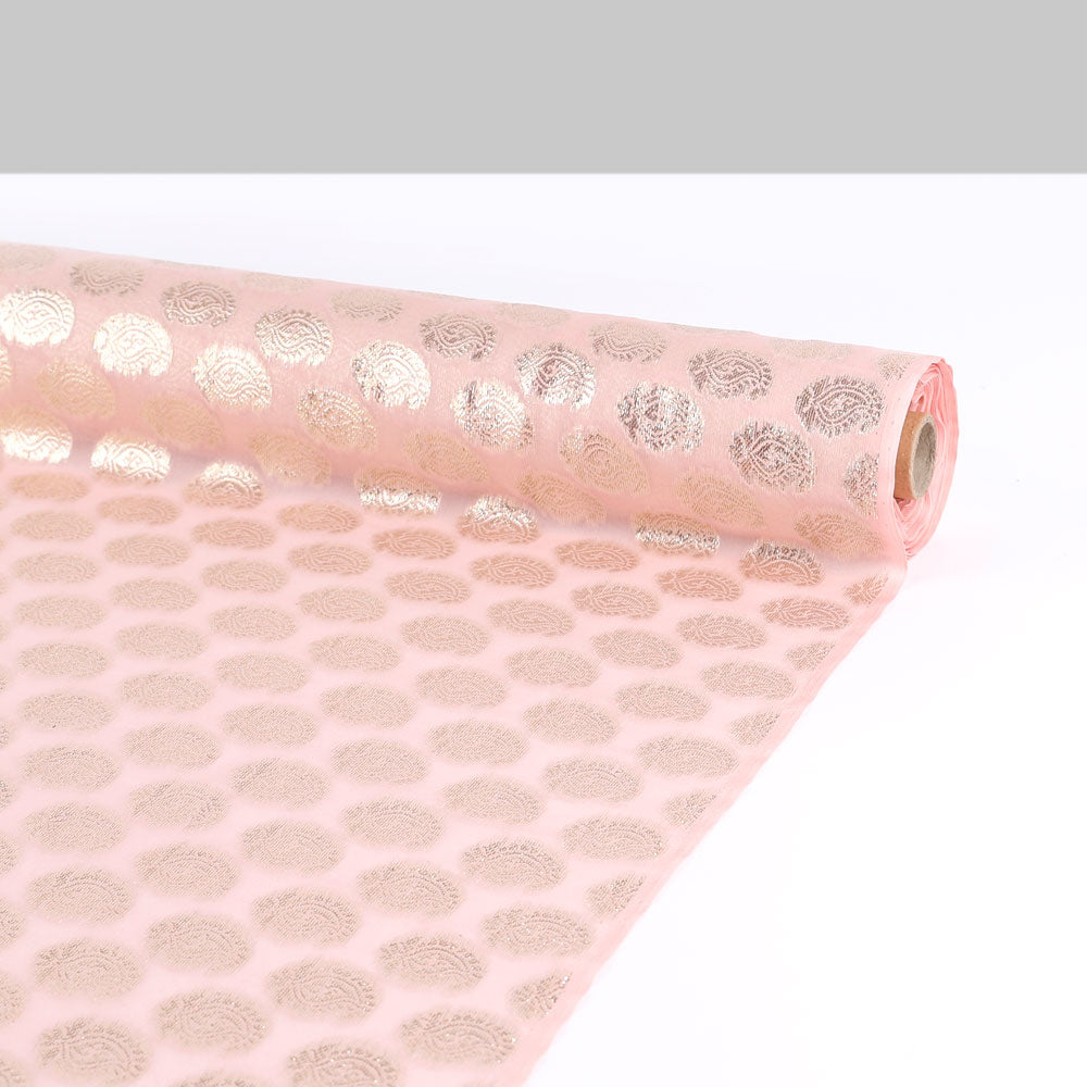 Metallic Paisley Motif Silk - Cherryblossom (remnant)