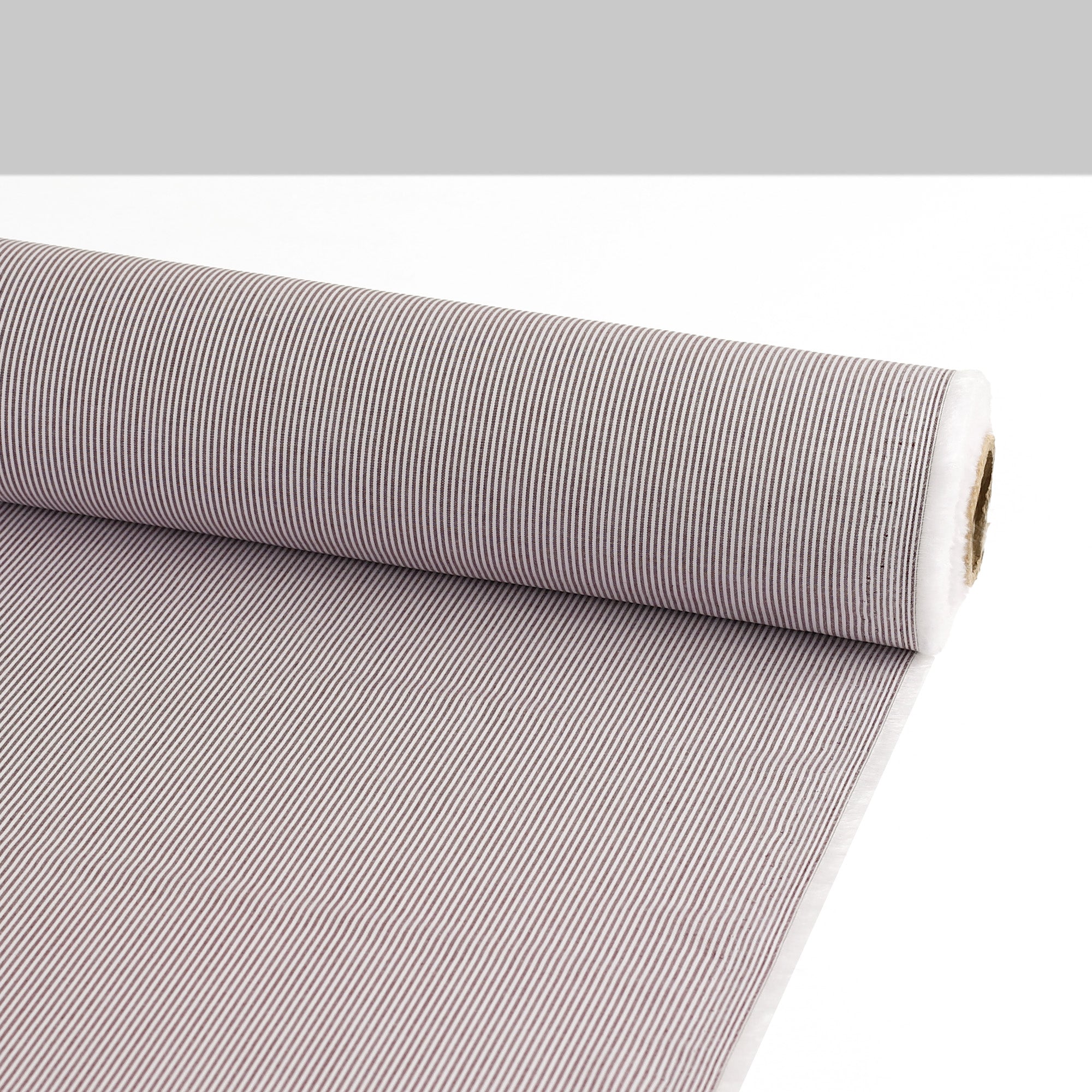 Small Stripe Stretch Cotton Shirting - Ganache