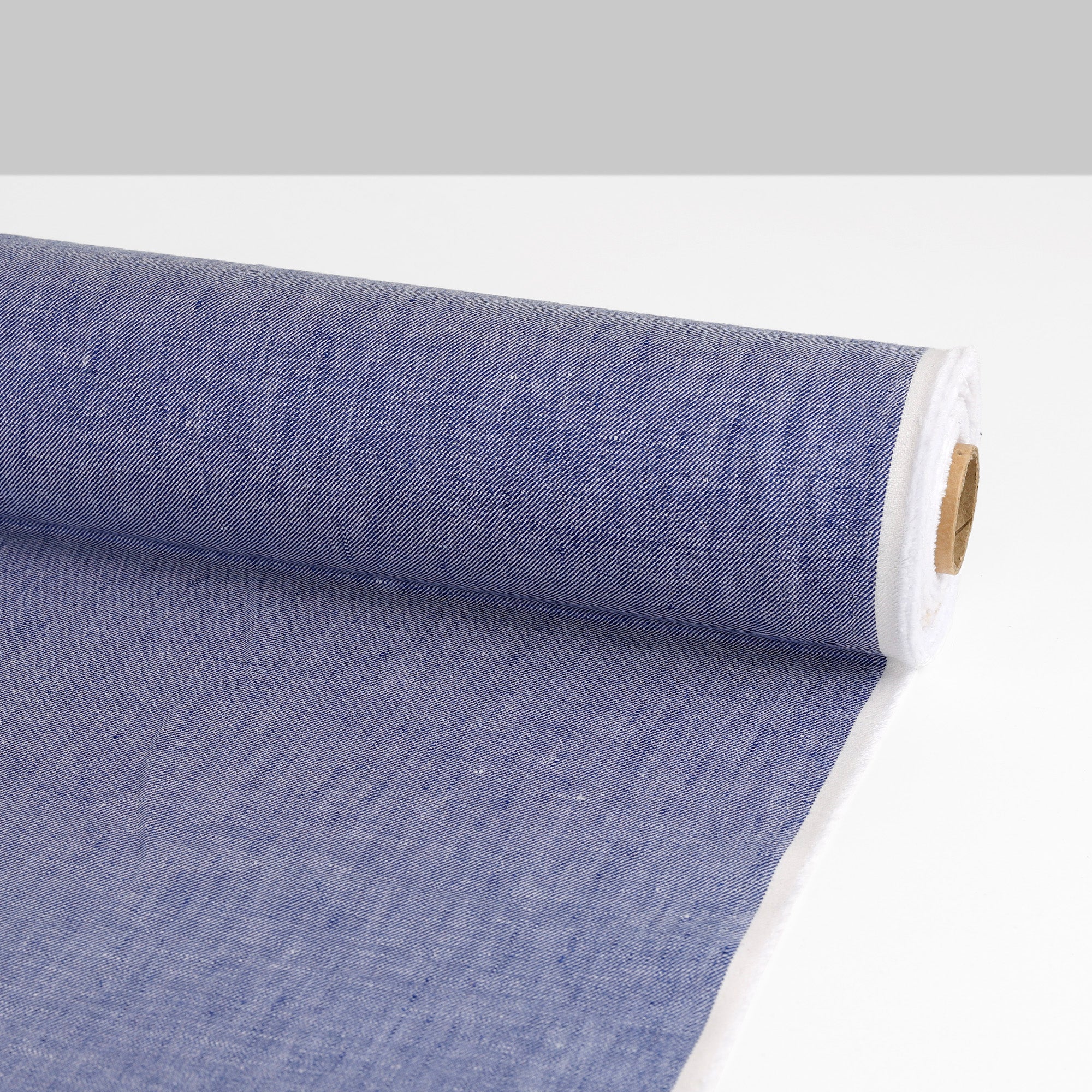 Midweight Cotton/Linen Chambray Twill - Bright Indigo