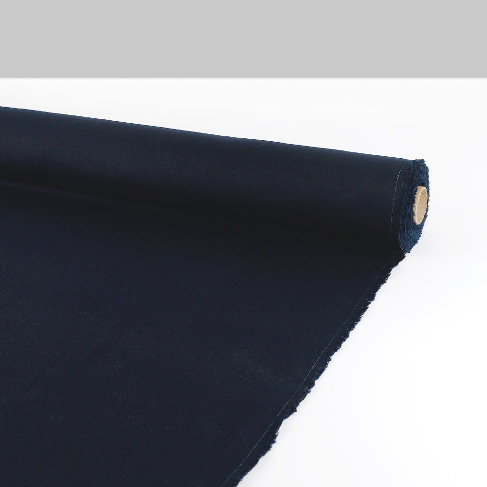 Midweight Soft Linen Mix Twill - Ink (remnant)