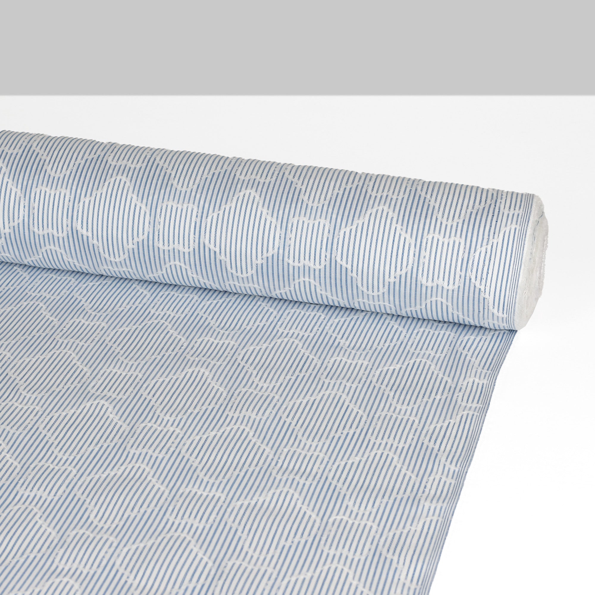 Striped Cotton/Poly Tile Fil Coupe - Blue