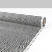 Double Faced Prince Of Wales Check Wool - Blue Mix (remnant)