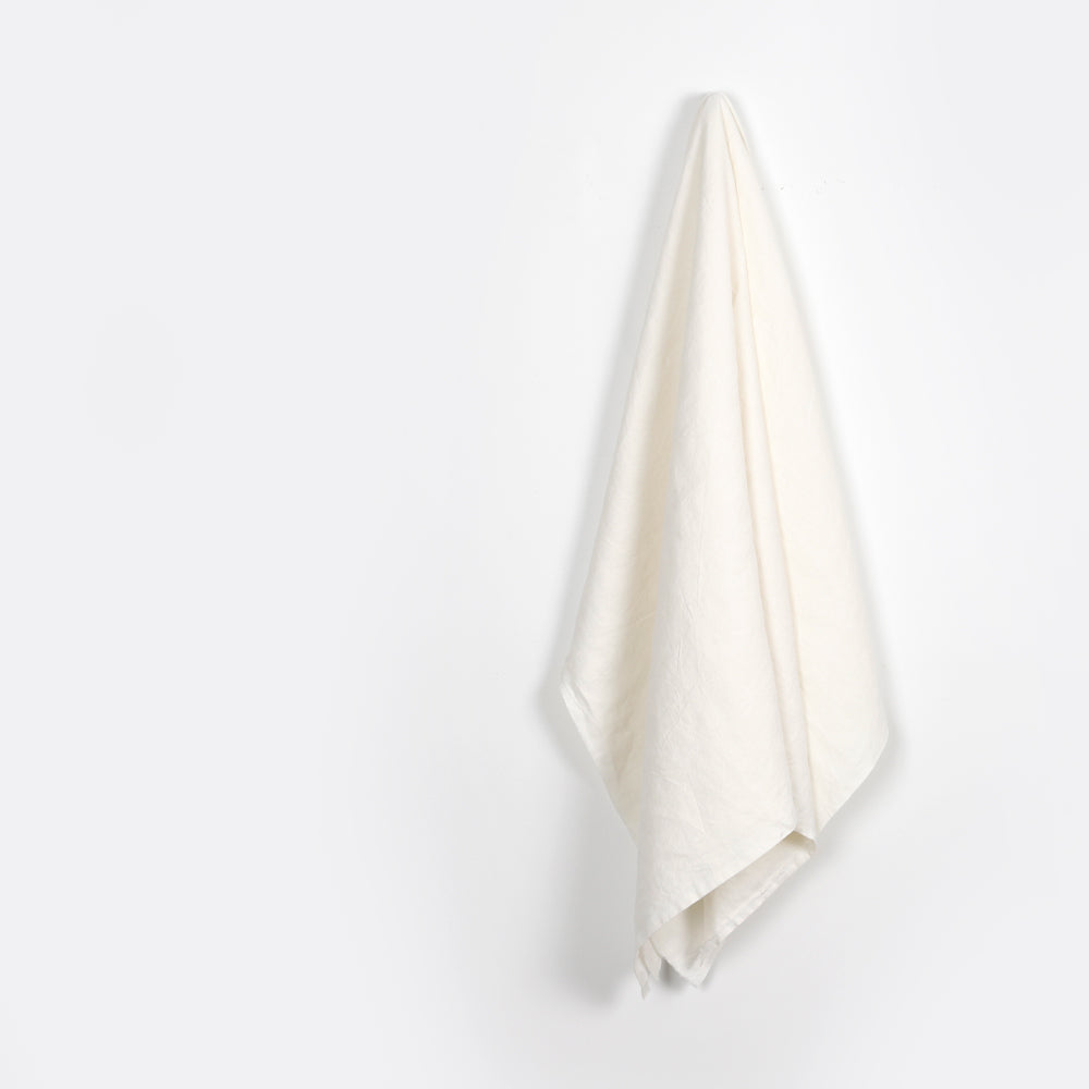 Tumbled Heavyweight Basketweave Linen - Ivory (remnant)