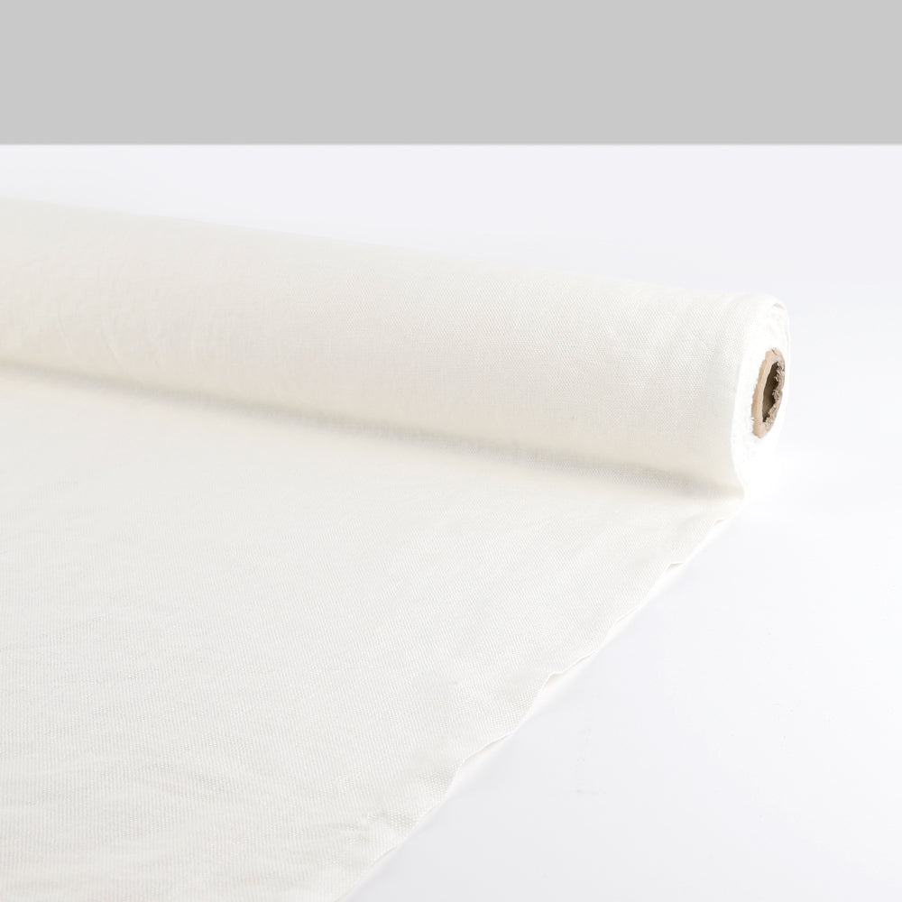Tumbled Heavyweight Basketweave Linen - Ivory (remnant)