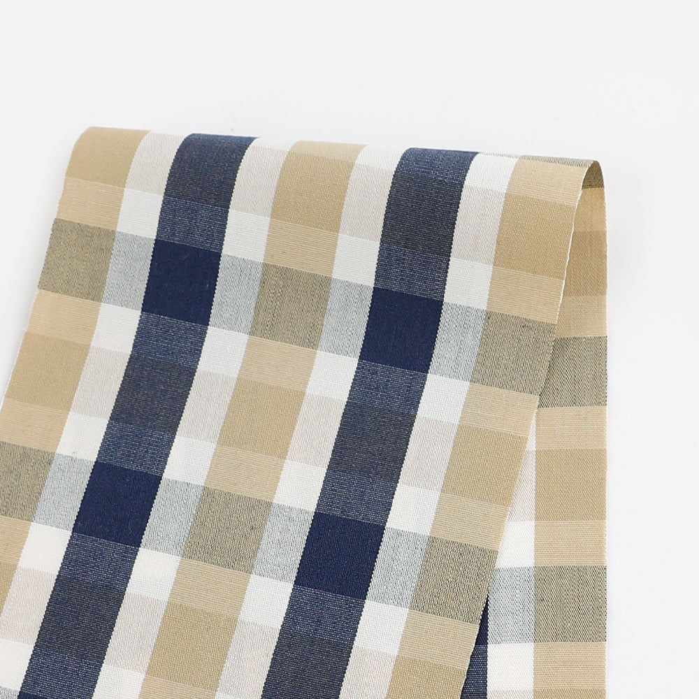 Cotton/Tencel Check - Beige Mix – The Fabric Store NZ