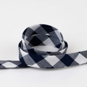 Gingham Cotton Bias Binding - Navy