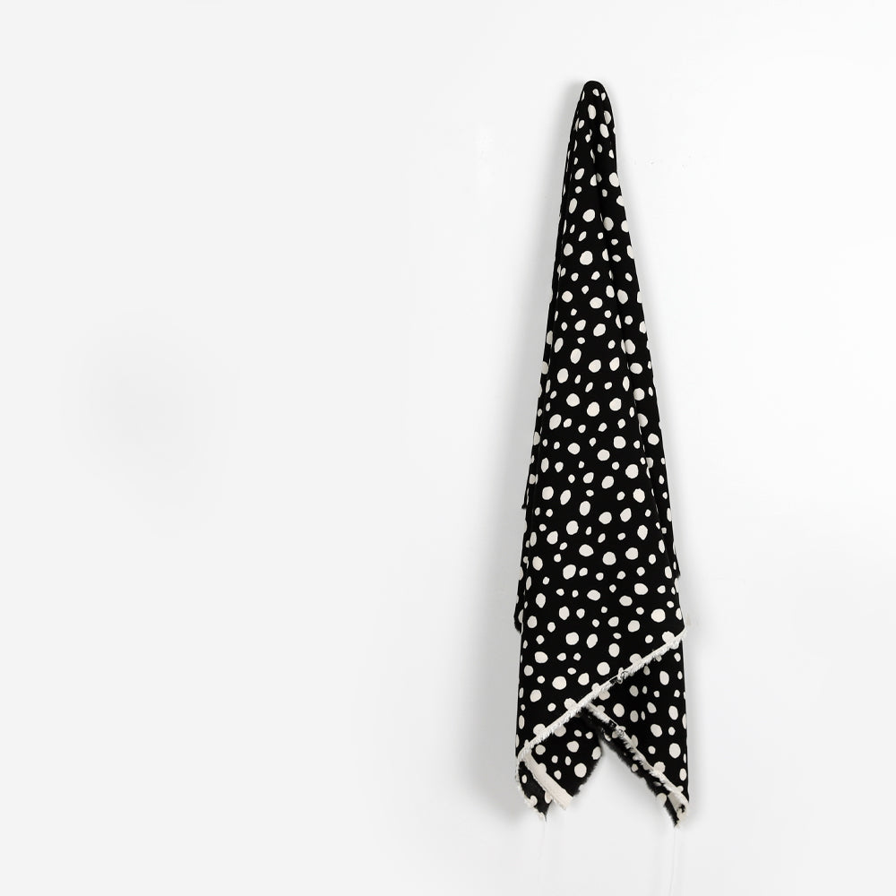 Pebble Spot Viscose / Rayon Crepe - Black